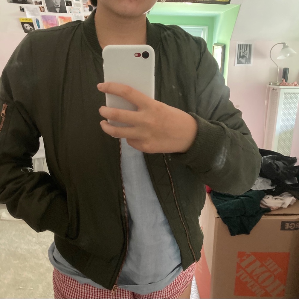 army green bomber jacket
